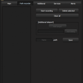 Path recorder interface with options for recording routes and setting additional teleports.